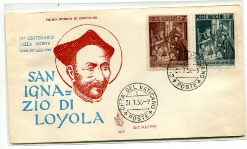 Vatikan FDC Venetia 1956 San Ignazio nicht gereist