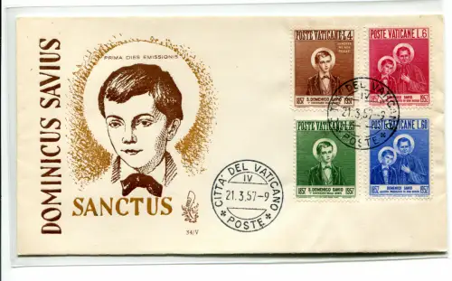 Vatikan FDC Venetia 1957 San Domenico nicht gereist