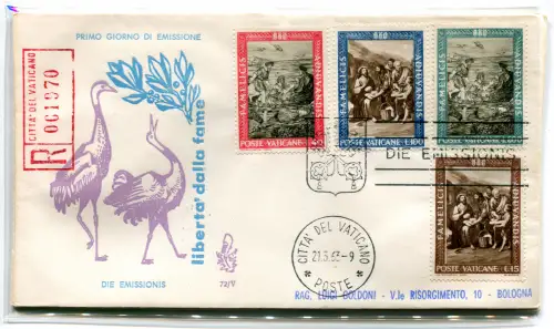 Vatikan FDC Venetia 1963 Hunger gereist Racc. für Italien