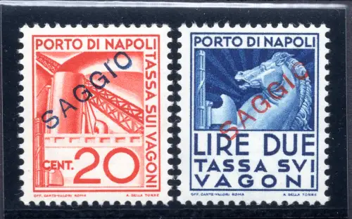 Steuern - Hafen von Neapel Waggonsteuer, zwei Marken SAGGIO