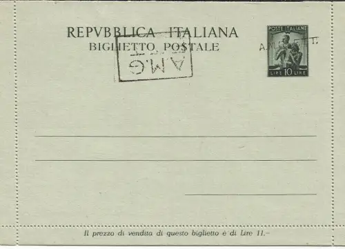 TriesteA- B.P. L.10 Democratica n.B1 (sopr.A+B) var. umgedrehter B-Aufdruck