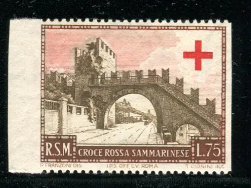 Rotes Kreuz Lire 75 Sorten senkrecht ungezähnt