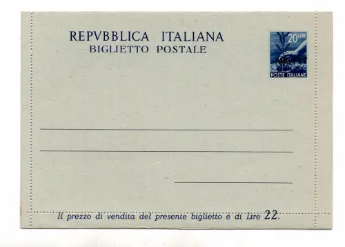 TriestA -B.P. Lire20 Democratica Nr.B4 Briefmarke Aufdruck
