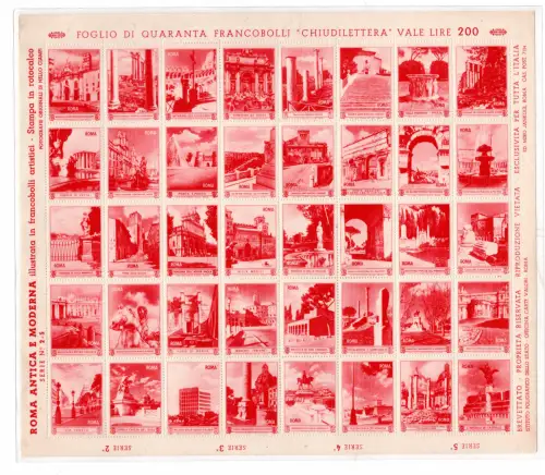 Technische Nachweise der Polygraphie Rom Blatt 40 Ansichten in rot - postfrisch