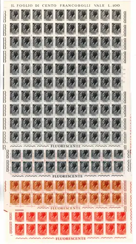 Syrakus Fluoreszierende Vinylkautschuk Serie in 100er Blatt - MNH