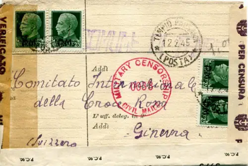 Posta Militare Cent. 25 Nr. 5 vier Exemplare auf Klappumschlaghülle