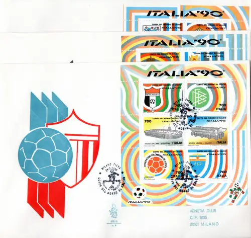 Fußball Italien 90er Runde Zettel auf Umschlag FDC Venetia