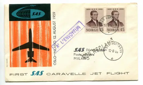Erstflug SAS Oslo-Mailand vom 12.8.59