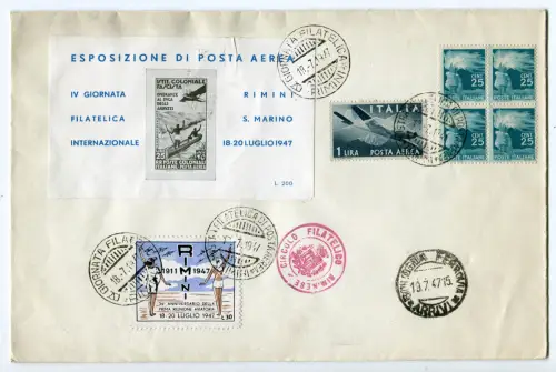 1947 Esposiz. Luftpost - Der Erinnerungszettel + erinnofilo Meeting