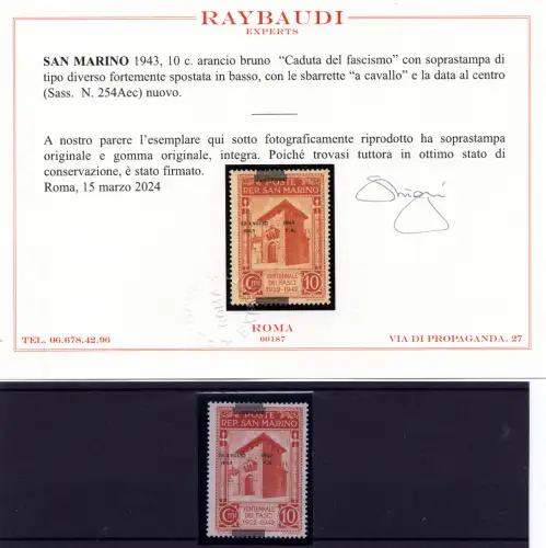 Fall des Faschismus Cent. 10 n. 254Aec verschiedener Sortenarten