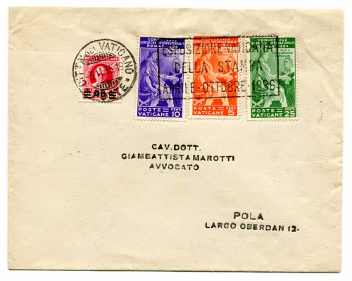 Vatikanische Ausstellung der Briefumschlagpresse für Pula