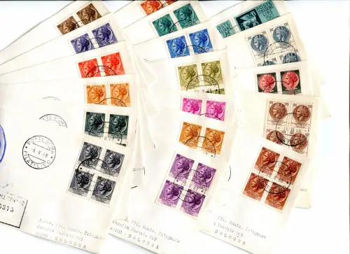 Syrakus-Werte, die 1968 im Vierteljahr auf FDC Capitolium Racc ausgegeben wurden.