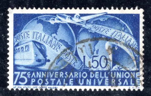 UPU Lire 50 n. 599a defekte Exponentensorte 75c gebraucht