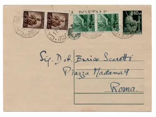 Democratica Cent. 20 Paar + Ergänzung auf Postkarte