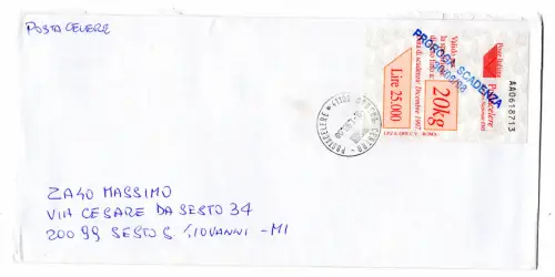 Postacelere 20 Kg. Nr. 6 mit Stempel Ablaufverlängerung 30.6.98 blau