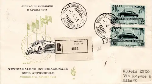Autosalon Paar auf FDC Venedig Racc.