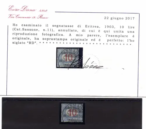 Eritrea Steuermarken 10 l. Aufdruck oben - gebraucht