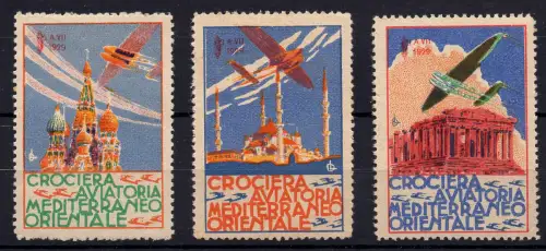 1929 Ostmittelmeerkreuzfahrt - Serie von drei Vignetten