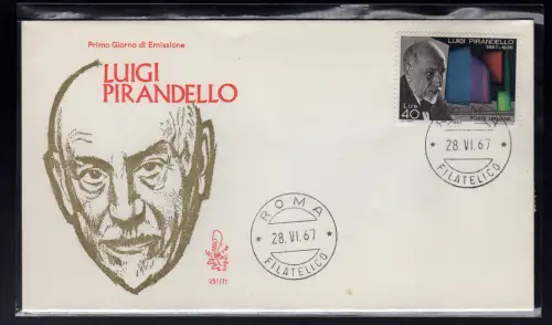 Italien FDC Venetia 1967 Pirandello nicht gereist