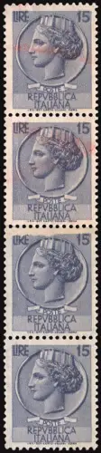 Siracusana Lire 15 n. 767/Iih Sterne IV Sorte Papier zusammengefügt