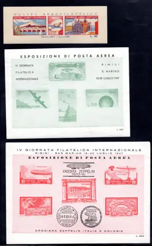 Luftpost - Lot von 19 erinnofili Erinnerungsblättern