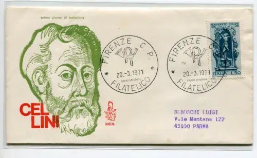 Italien FDC Venetia 1971 Cellini reiste nach Italien