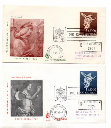 Vatikan FDC Venetia 1962 P.A. Erzengel gereist Racc. für Italien