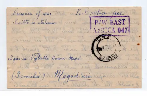 Kriegsgefangenenbrief Lager 356 Rechteck P/W EAST Africa 042