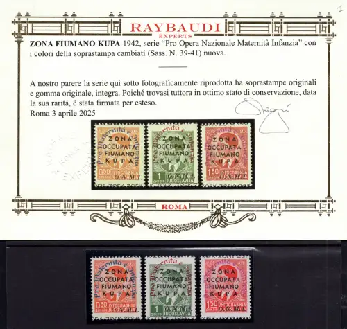 Zona Fiumano Kupa n. 39/41 Farben gewechselt - MNH