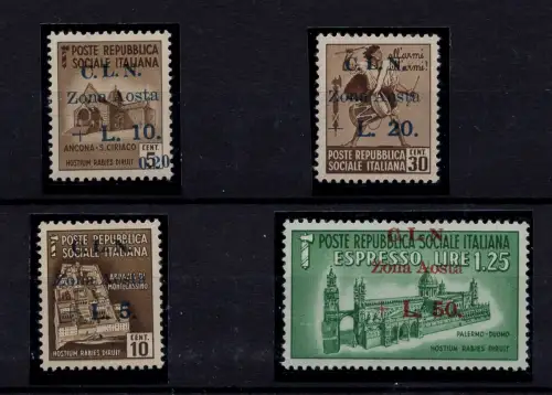 C.L.N. Aosta Aufdrucke Nr. 5/8 MNH