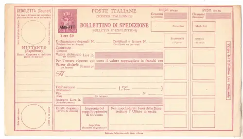 Triest A - Versandschein 50 Lire Paschetto Nr. P 18