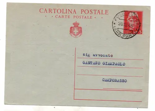 Postkarte Lire 3 Turrita mit Wappen gereist am 20.12.46