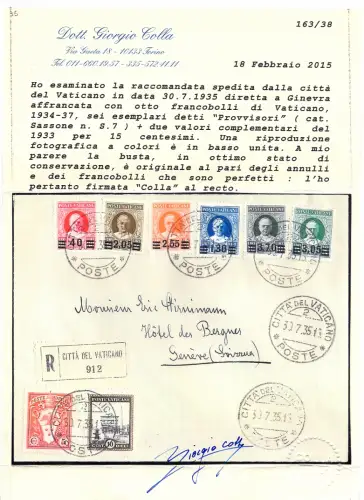 Provisorische Nr. 35/40 komplette Serie auf Umschlag Racc. für die Schweiz