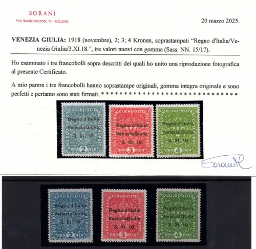 1916 Venezia Giulia - Österreich Aufdruck Nr. 1/17 - MNH - Sorani