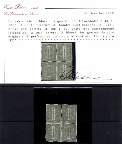 Vittorio Emanuele II Cent. 1 Viertel zentriert MNH