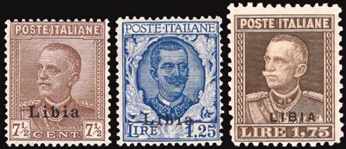 Libyen - Briefmarken Italiens aufgedruckt Nr. 78/80 Serie