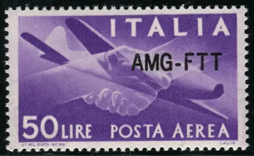 Triest - Luftpost Lire 50 Democratica modifizierter Aufdruck