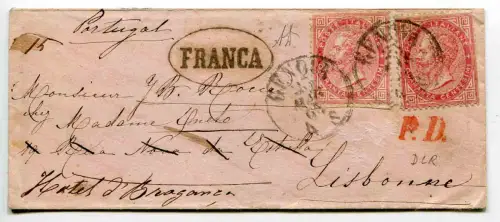 Vitt. Emanuele II. Cent. 40 zwei Exemplare auf kleinem hübschem Beutel