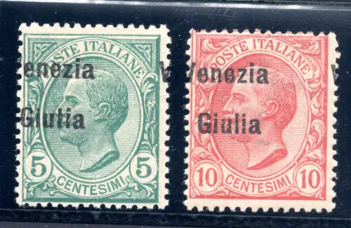 Venezia Giulia - Cent. 5 und 10 Sorten verschobener Aufdruck - MNH