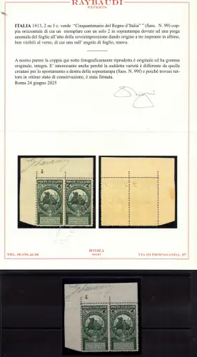 50. Königreich Italien 2 c. auf 5 Nr. 99 Sorten nur 2 - MNH