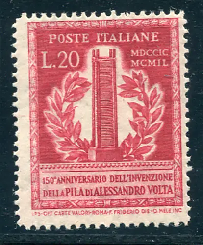 Volta Lire 20 dent. 14,1/4 ND Wasserzeichen