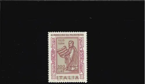 GIOVANNI DA PALESTRINA BREITESTE BRIEFMARKE MIT ZAHNSPRUNG UND LOCH