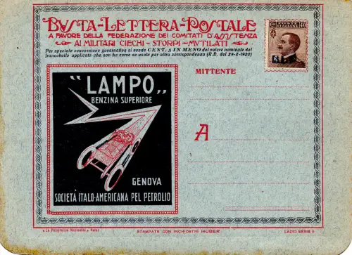 Lazio Serie 9 Benzinblitz - B.L.P frankiert mit Cent. 40 Nr. 4