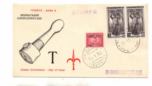 Triest A - SteuermarkenLire 3 Nr. 18 auf FDC Umschlag