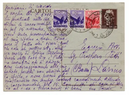 Democratica Cent. 50 Nr. 547 Paar + Cent. 80 auf CP Lire 1,20