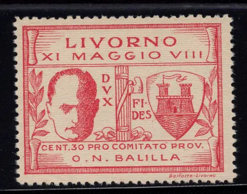 Livorno - Besuch Mussolini Nr. 1 - postfrisch