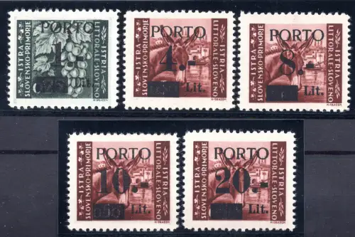 Slowenische Küste - Steuermarken Hafen Nr. 1/II - 5/II komplette Serie