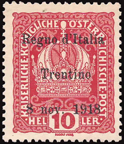 Trentino-Südtirol - 10 h. Lack Nr. 4d mit Tippfehler 8 Nov.