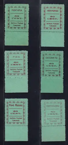 Kommunale Postdienste von Astigiano Serie 6 Werte - M