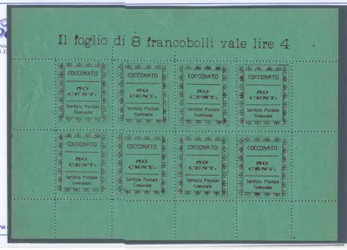 Kommunale Postdienste Cocconato Kleinbogen Nr. 2 - M